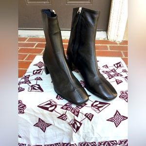 Zara Black Leather Ankle Booties